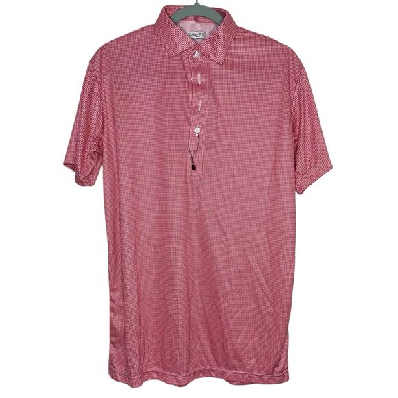 Collars & Co Polo Shirt Mens 2XL Red Houndstooth Dress Collar Golf Preppy NEW - Picture 2 of 8